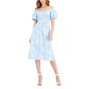 INC 100% Cotton Floral Smocked Dress Medium